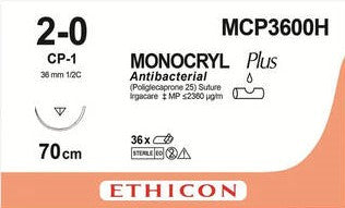 Ethicon MONOCRYL PLUS violet USP 2-0 70cm Reverse cutting 36mm 1/2C (MCP3600H)