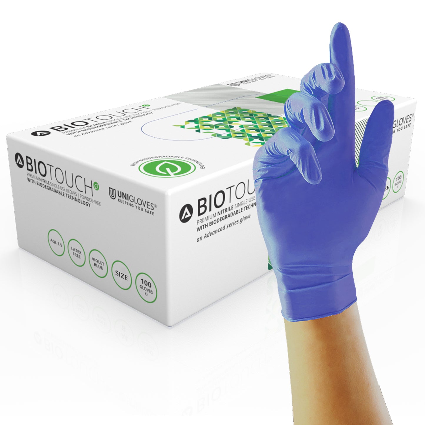 UniGloves - BioTouch - Biodegradable Nitrile - Blue