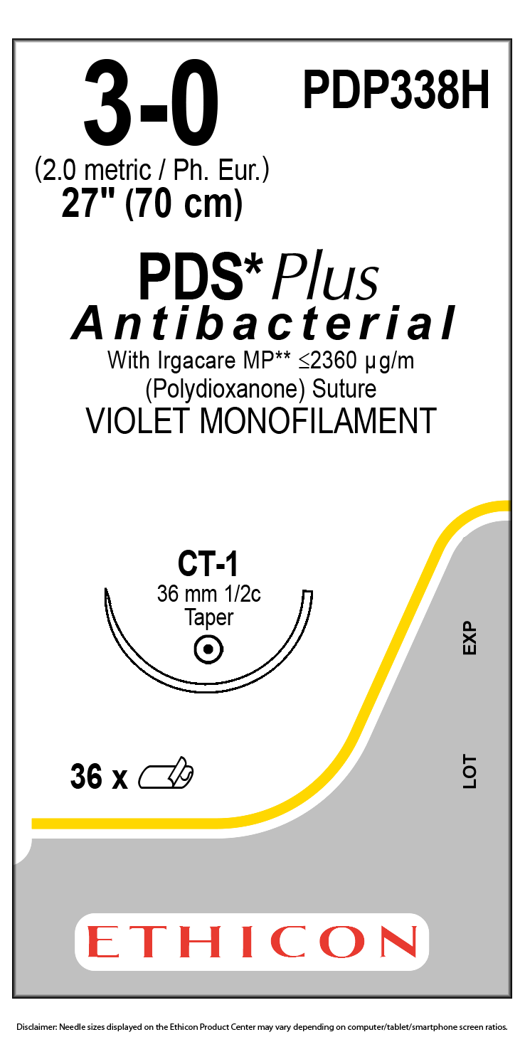 Ethicon PDS PLUS violet USP 3-0 70cm Taperpoint 36mm 1/2C (PDP338H)