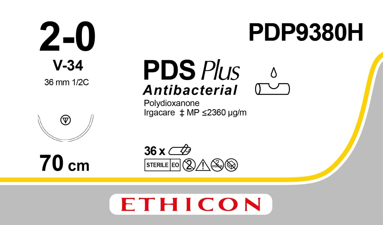 Ethicon PDS PLUS violet USP 2-0 70cm Tapercut 36mm 1/2C (PDP9380H)