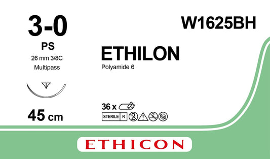 Ethicon ETHILON black USP 3-0 45cm Reverse Cutting Prime 26mm 3/8C (W1625BH)